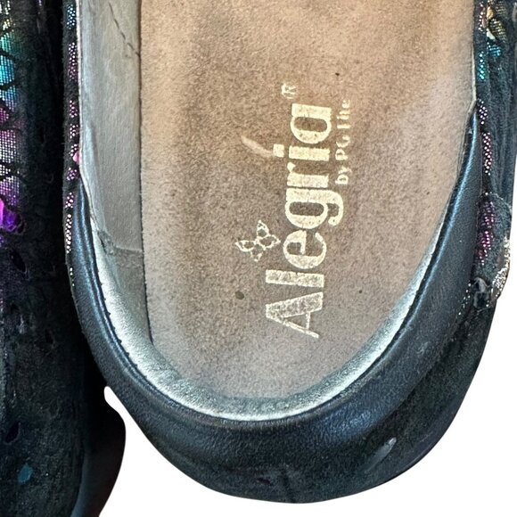 Alegria KEL-459 Rainbow/Minnow Iridescent Leather Clogs Size 39 - Picture 7 of 8